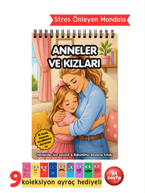 Mandala Boyama Kitabı - Yetişkinler İçin Rahatlatıcı Boyama Sayfaları - Anneler ve Kızları